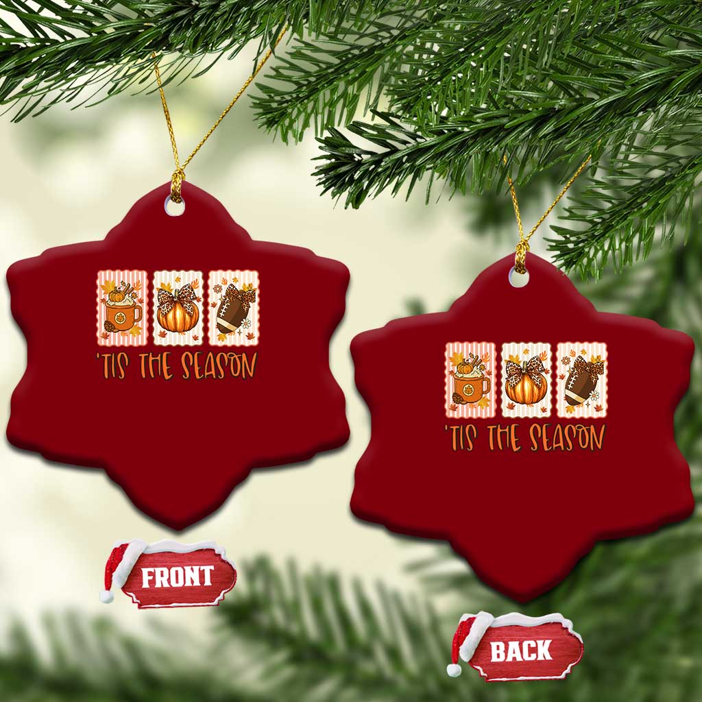 Tis The Season Fall Thanksgiving Ceramic Ornament American Football Pumpkin Postage Stamps TS11 Print Your Wear