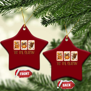 Tis The Season Fall Thanksgiving Ceramic Ornament American Football Pumpkin Postage Stamps TS11 Print Your Wear