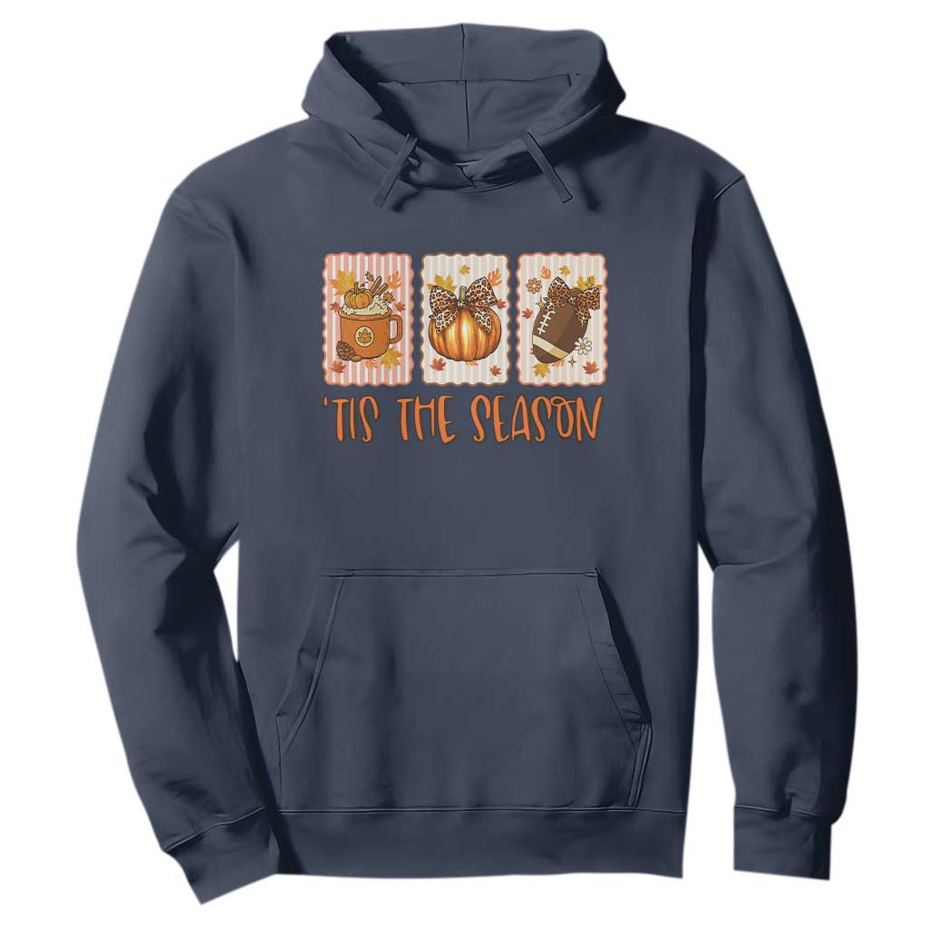 Tis The Season Fall Thanksgiving Hoodie American Football Pumpkin Postage Stamps TS11 Navy Print Your Wear