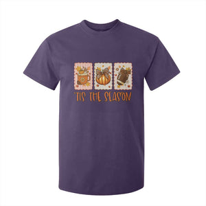 Tis The Season Fall Thanksgiving T Shirt For Kid American Football Pumpkin Postage Stamps TS11 Purple Print Your Wear