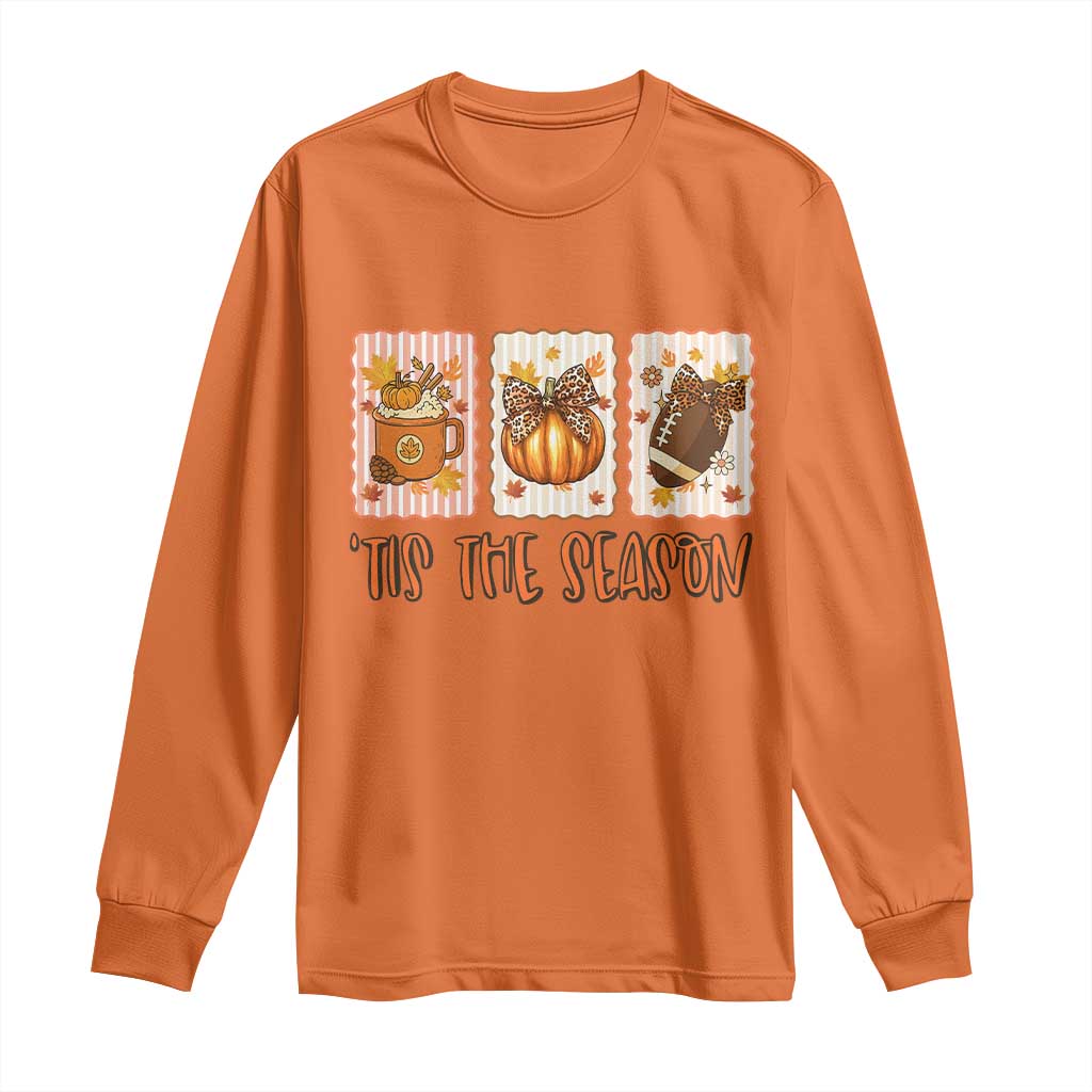 Tis The Season Fall Thanksgiving Long Sleeve Shirt American Football Pumpkin Postage Stamps TS11 Orange Print Your Wear