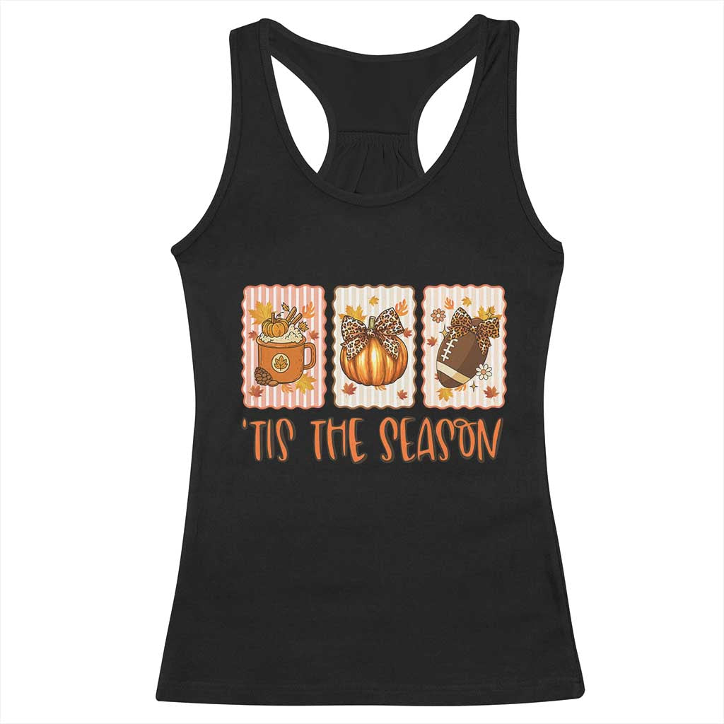 Tis The Season Fall Thanksgiving Racerback Tank Top American Football Pumpkin Postage Stamps TS11 Black Print Your Wear