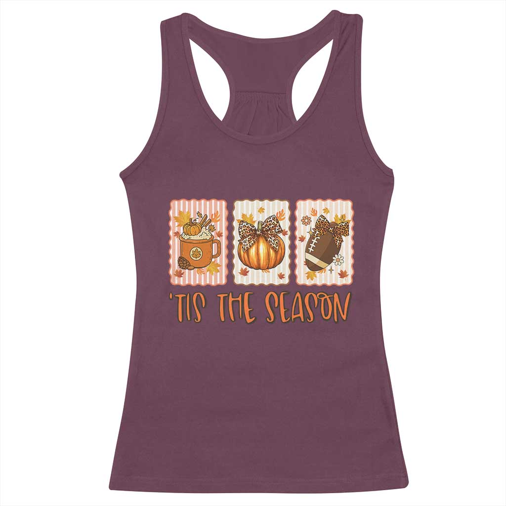 Tis The Season Fall Thanksgiving Racerback Tank Top American Football Pumpkin Postage Stamps TS11 Maroon Print Your Wear