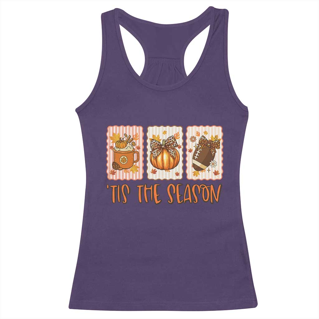 Tis The Season Fall Thanksgiving Racerback Tank Top American Football Pumpkin Postage Stamps TS11 Purple Print Your Wear