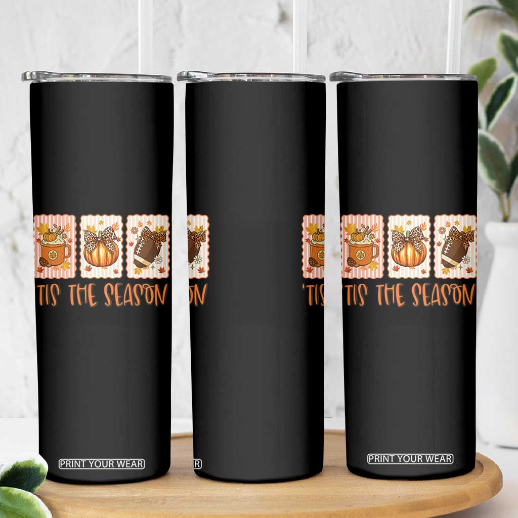 Tis The Season Fall Thanksgiving Skinny Tumbler American Football Pumpkin Postage Stamps TS11 Print Your Wear