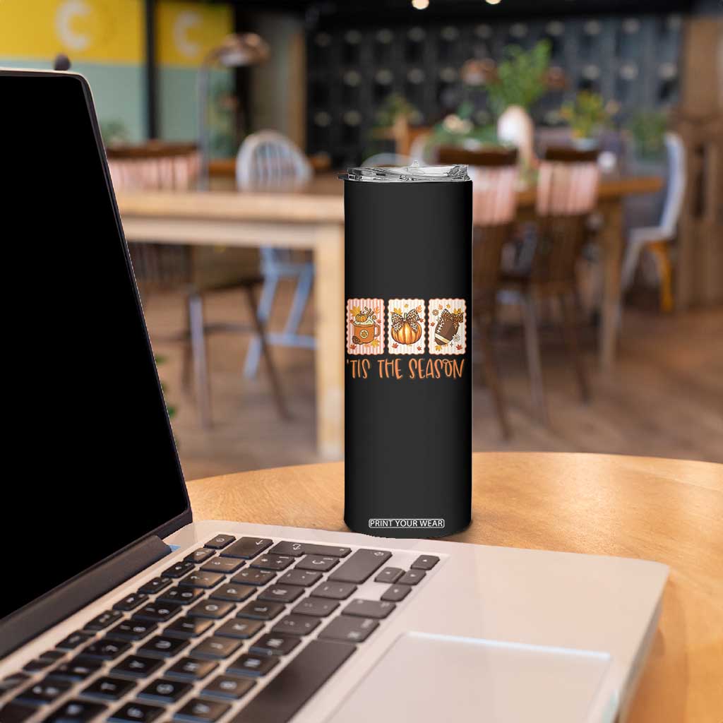 Tis The Season Fall Thanksgiving Skinny Tumbler American Football Pumpkin Postage Stamps TS11 Print Your Wear