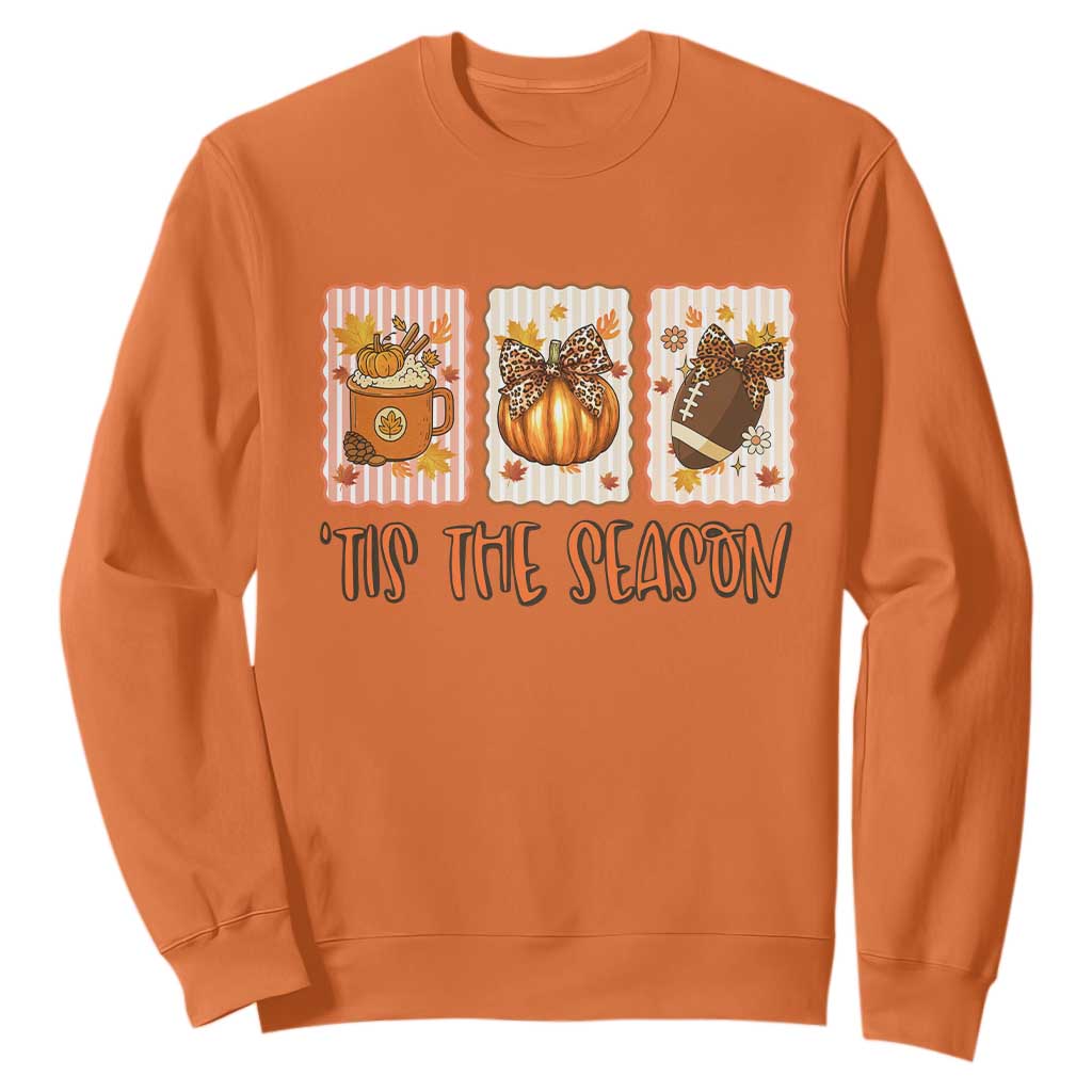 Tis The Season Fall Thanksgiving Sweatshirt American Football Pumpkin Postage Stamps TS11 Orange Print Your Wear