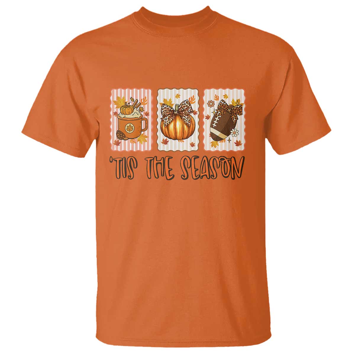 Tis The Season Fall Thanksgiving T Shirt American Football Pumpkin Postage Stamps TS11 Orange Print Your Wear