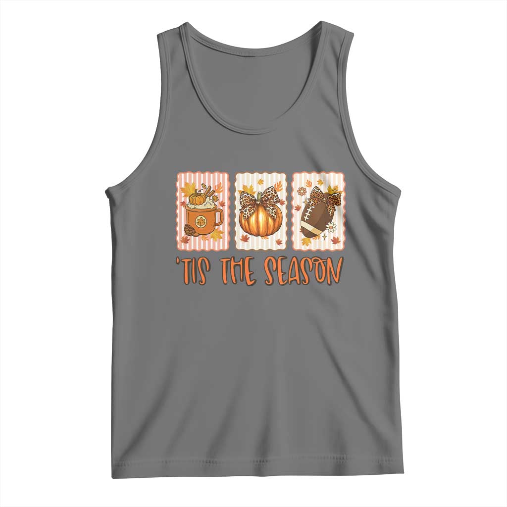 Tis The Season Fall Thanksgiving Tank Top American Football Pumpkin Postage Stamps TS11 Black Heather Print Your Wear