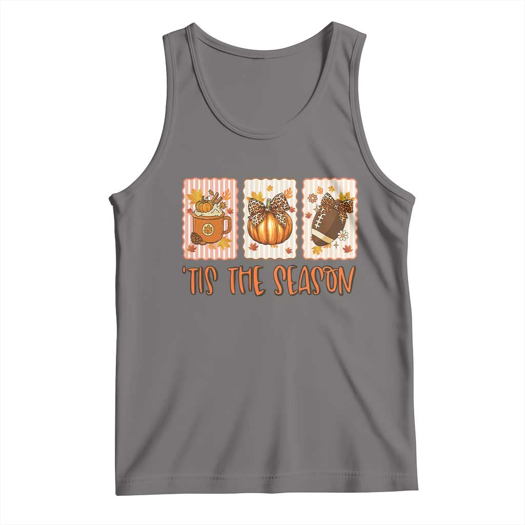 Tis The Season Fall Thanksgiving Tank Top American Football Pumpkin Postage Stamps TS11 Deep Heather Print Your Wear