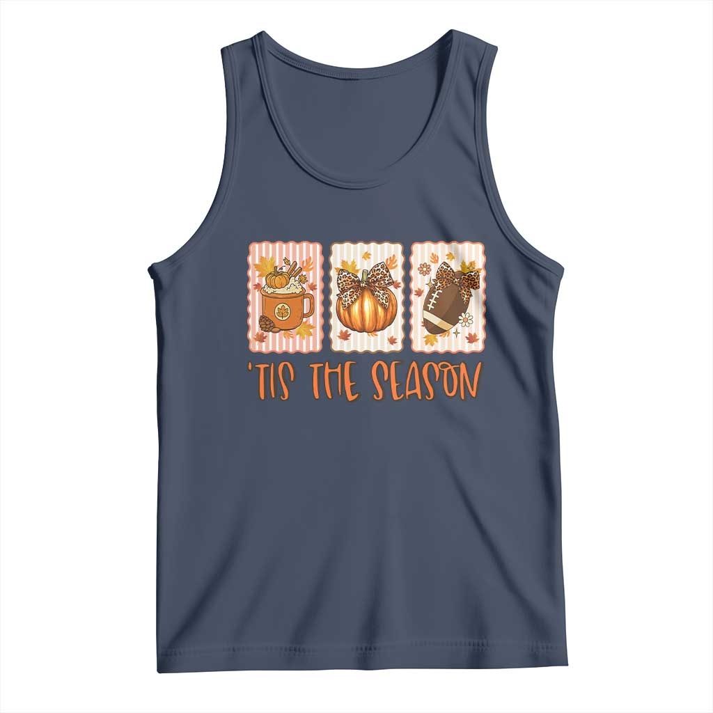 Tis The Season Fall Thanksgiving Tank Top American Football Pumpkin Postage Stamps TS11 Navy Print Your Wear