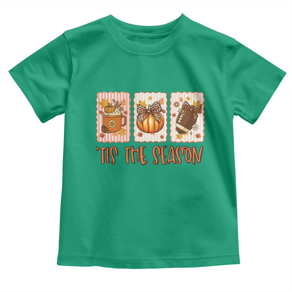 Tis The Season Fall Thanksgiving Toddler T Shirt American Football Pumpkin Postage Stamps TS11 Irish Green Print Your Wear