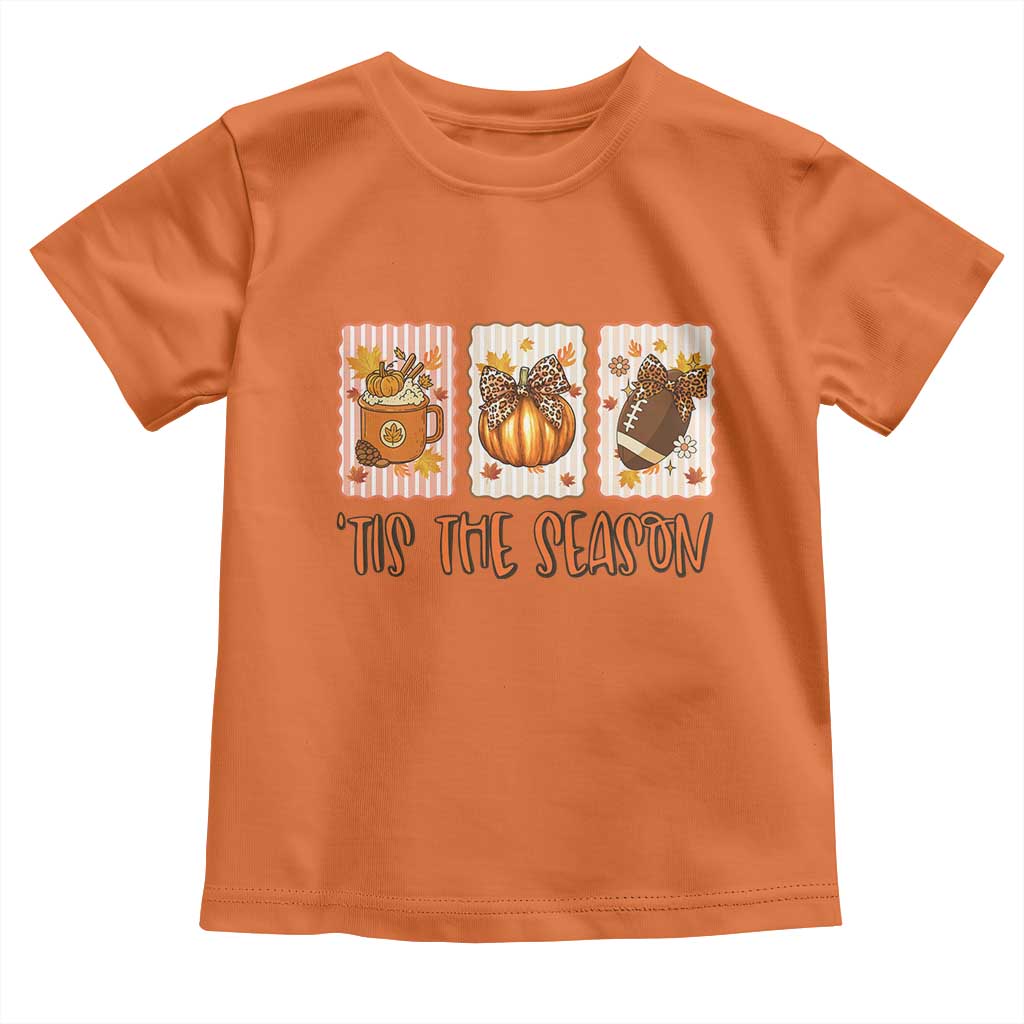 Tis The Season Fall Thanksgiving Toddler T Shirt American Football Pumpkin Postage Stamps TS11 Orange Print Your Wear