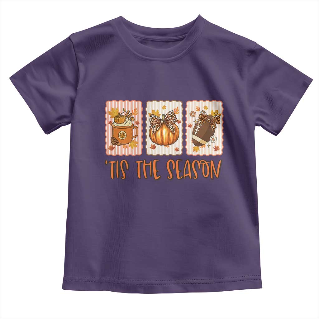 Tis The Season Fall Thanksgiving Toddler T Shirt American Football Pumpkin Postage Stamps TS11 Purple Print Your Wear