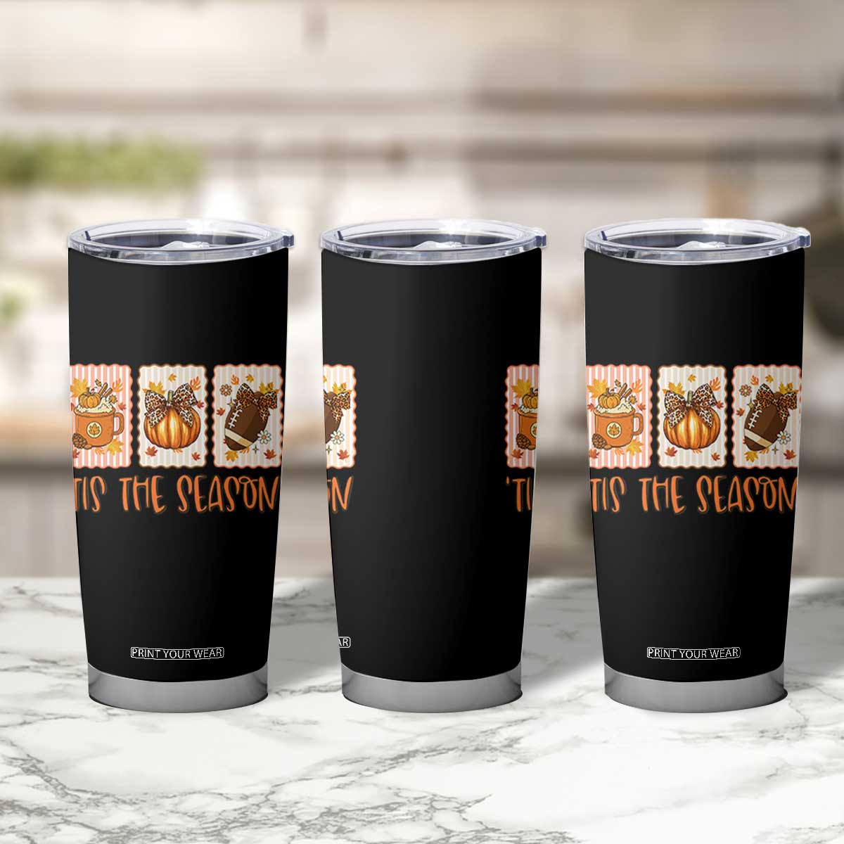 Tis The Season Fall Thanksgiving Tumbler Cup American Football Pumpkin Postage Stamps TS11 Print Your Wear