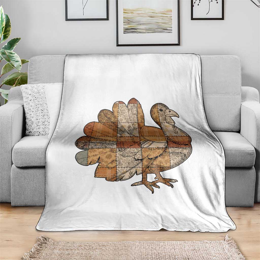 Thanksgiving Vintage Patchwork Gobble Turkey Throw Blanket TS11 Print Your Wear