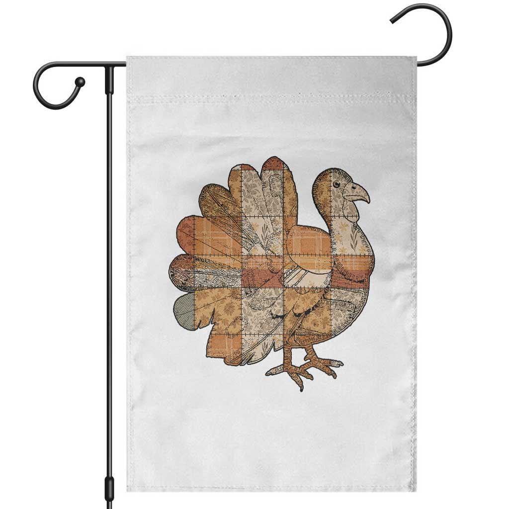 Thanksgiving Vintage Patchwork Gobble Turkey Garden Flag TS11 White Print Your Wear