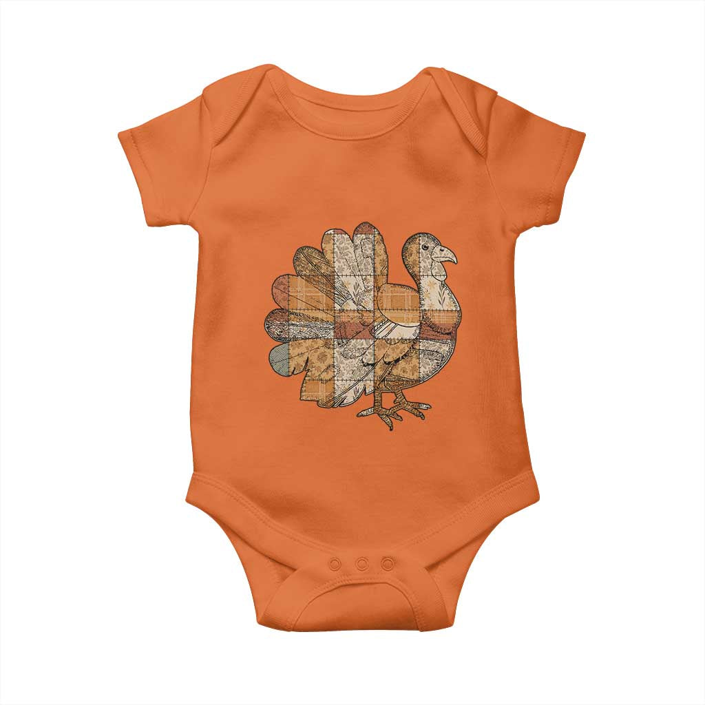 Thanksgiving Vintage Patchwork Gobble Turkey Baby Onesie TS11 Orange Print Your Wear