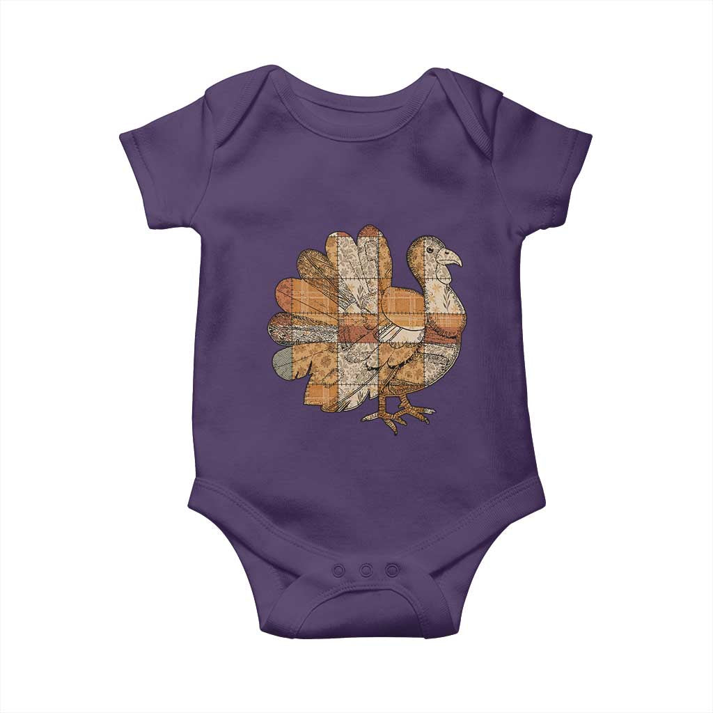 Thanksgiving Vintage Patchwork Gobble Turkey Baby Onesie TS11 Purple Print Your Wear