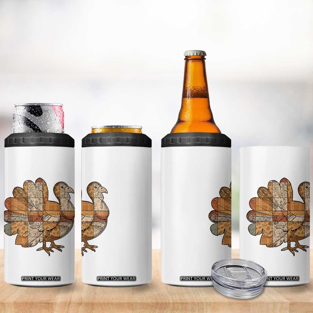 Thanksgiving Vintage Patchwork Gobble Turkey 4 in 1 Can Cooler Tumbler TS11 Print Your Wear