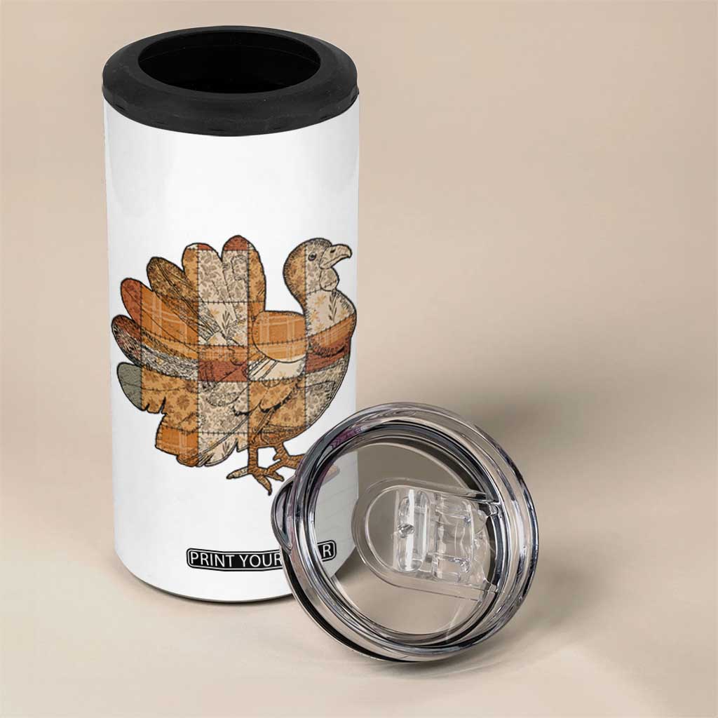 Thanksgiving Vintage Patchwork Gobble Turkey 4 in 1 Can Cooler Tumbler TS11 Print Your Wear