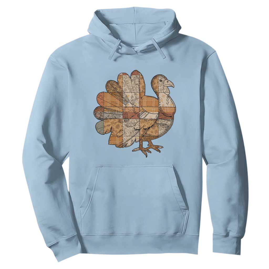 Thanksgiving Vintage Patchwork Gobble Turkey Hoodie TS11 Light Blue Print Your Wear