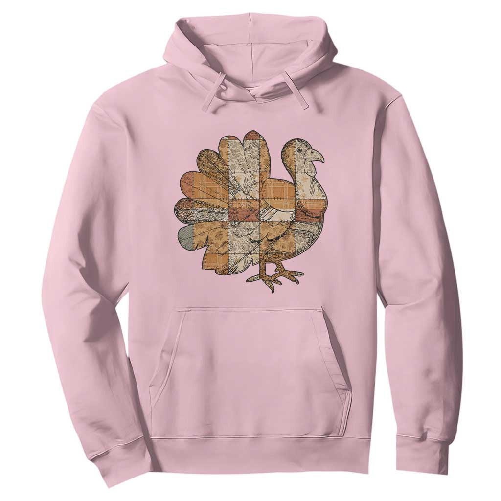 Thanksgiving Vintage Patchwork Gobble Turkey Hoodie TS11 Light Pink Print Your Wear