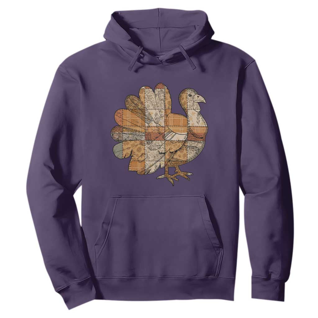 Thanksgiving Vintage Patchwork Gobble Turkey Hoodie TS11 Purple Print Your Wear