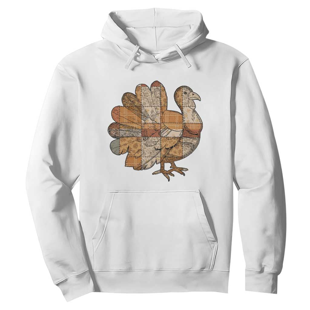 Thanksgiving Vintage Patchwork Gobble Turkey Hoodie TS11 White Print Your Wear