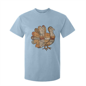 Thanksgiving Vintage Patchwork Gobble Turkey T Shirt For Kid TS11 Light Blue Print Your Wear