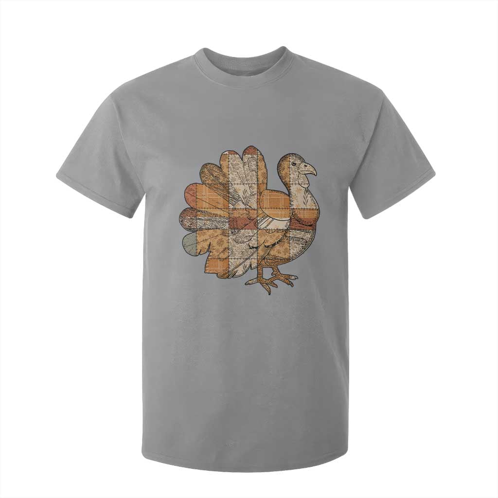 Thanksgiving Vintage Patchwork Gobble Turkey T Shirt For Kid TS11 Sport Gray Print Your Wear