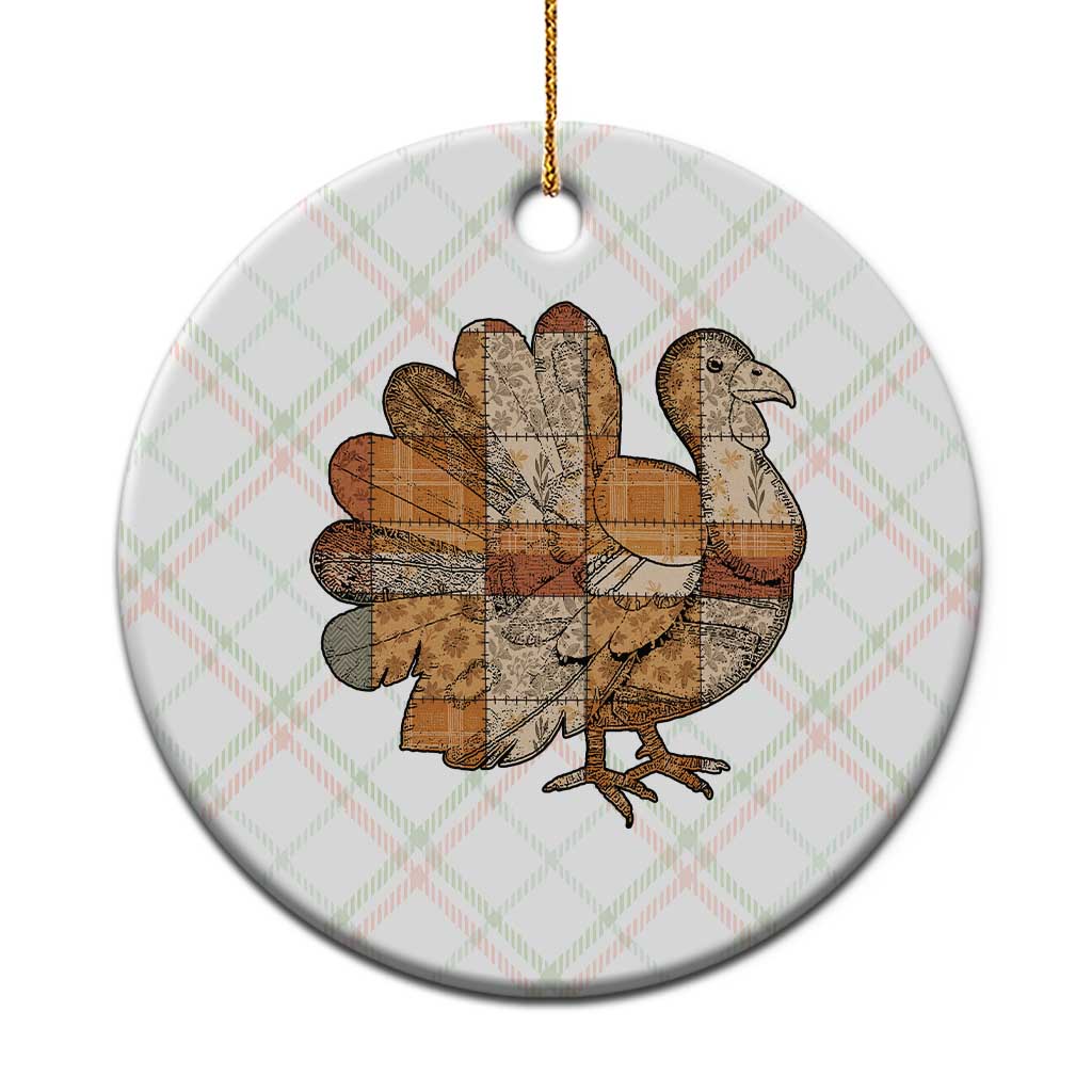 Thanksgiving Vintage Patchwork Gobble Turkey Ceramic Ornament TS11 1pc Christmas Plaid Print Your Wear