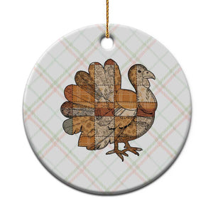 Thanksgiving Vintage Patchwork Gobble Turkey Ceramic Ornament TS11 1pc Christmas Plaid Print Your Wear