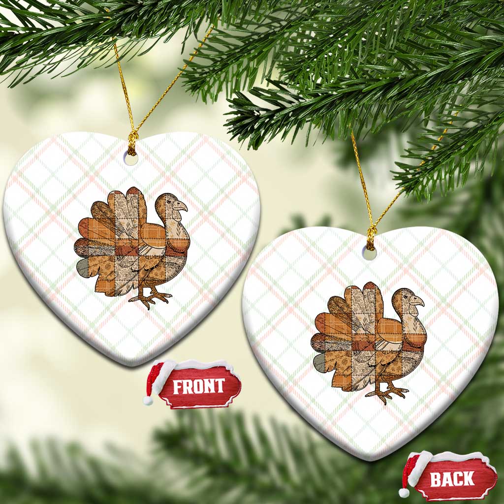 Thanksgiving Vintage Patchwork Gobble Turkey Ceramic Ornament TS11 Print Your Wear