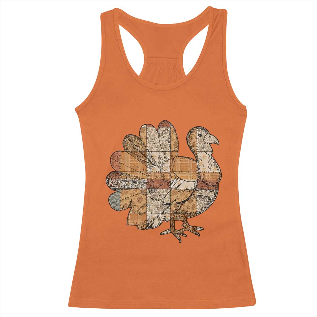 Thanksgiving Vintage Patchwork Gobble Turkey Racerback Tank Top TS11 Orange Print Your Wear