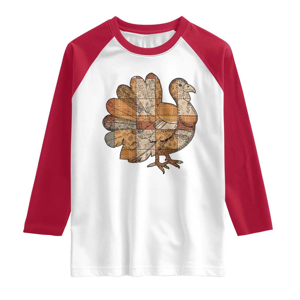 Thanksgiving Vintage Patchwork Gobble Turkey Raglan Shirt TS11 White Red Print Your Wear
