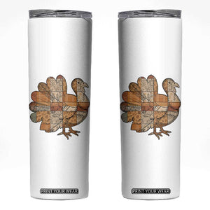 Thanksgiving Vintage Patchwork Gobble Turkey Skinny Tumbler TS11 White Print Your Wear