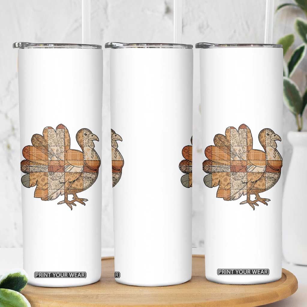 Thanksgiving Vintage Patchwork Gobble Turkey Skinny Tumbler TS11 Print Your Wear