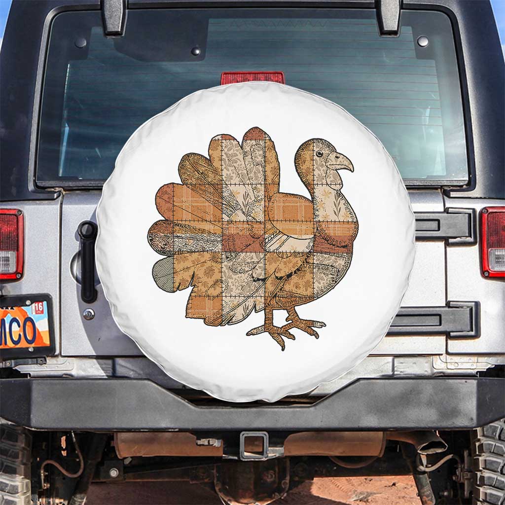 Thanksgiving Vintage Patchwork Gobble Turkey Spare Tire Cover TS11 No hole White Print Your Wear