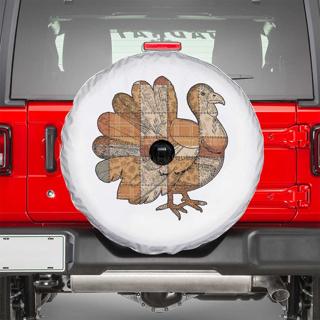 Thanksgiving Vintage Patchwork Gobble Turkey Spare Tire Cover TS11 White Print Your Wear