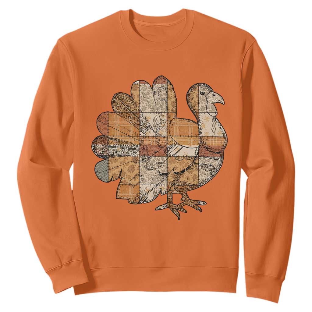 Thanksgiving Vintage Patchwork Gobble Turkey Sweatshirt TS11 Orange Print Your Wear