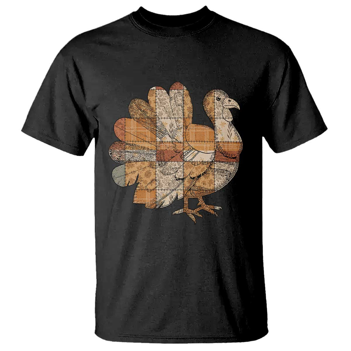 Thanksgiving Vintage Patchwork Gobble Turkey T Shirt TS11 Black Print Your Wear