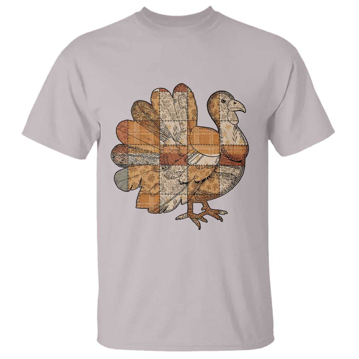 Thanksgiving Vintage Patchwork Gobble Turkey T Shirt TS11 Ice Gray Print Your Wear