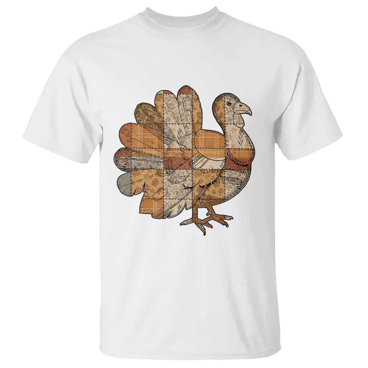 Thanksgiving Vintage Patchwork Gobble Turkey T Shirt TS11 White Print Your Wear