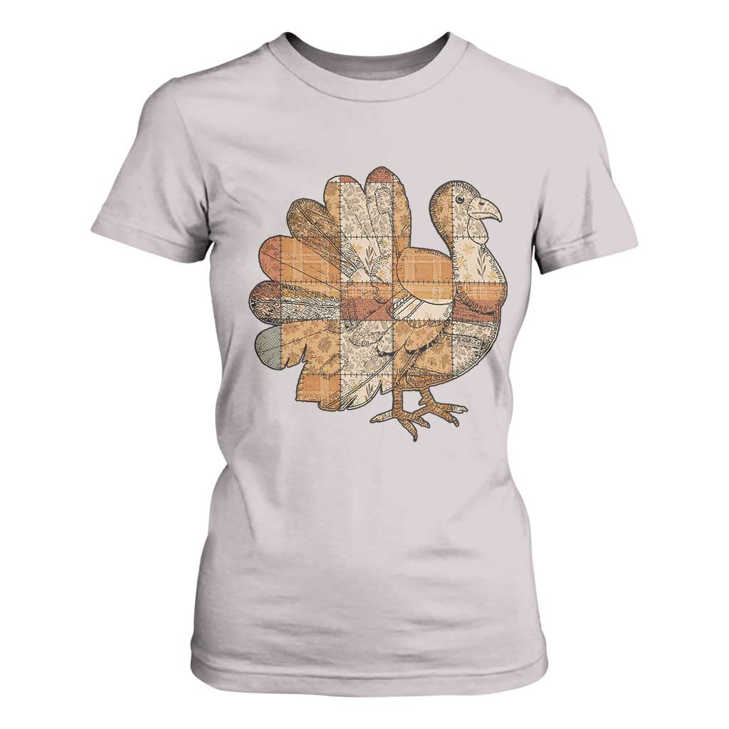 Thanksgiving Vintage Patchwork Gobble Turkey T Shirt For Women TS11 Ice Gray Print Your Wear