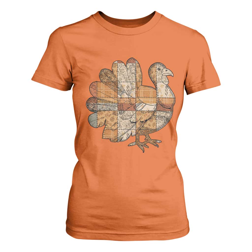 Thanksgiving Vintage Patchwork Gobble Turkey T Shirt For Women TS11 Orange Print Your Wear