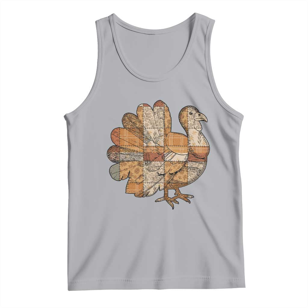 Thanksgiving Vintage Patchwork Gobble Turkey Tank Top TS11 Athletic Heather Print Your Wear
