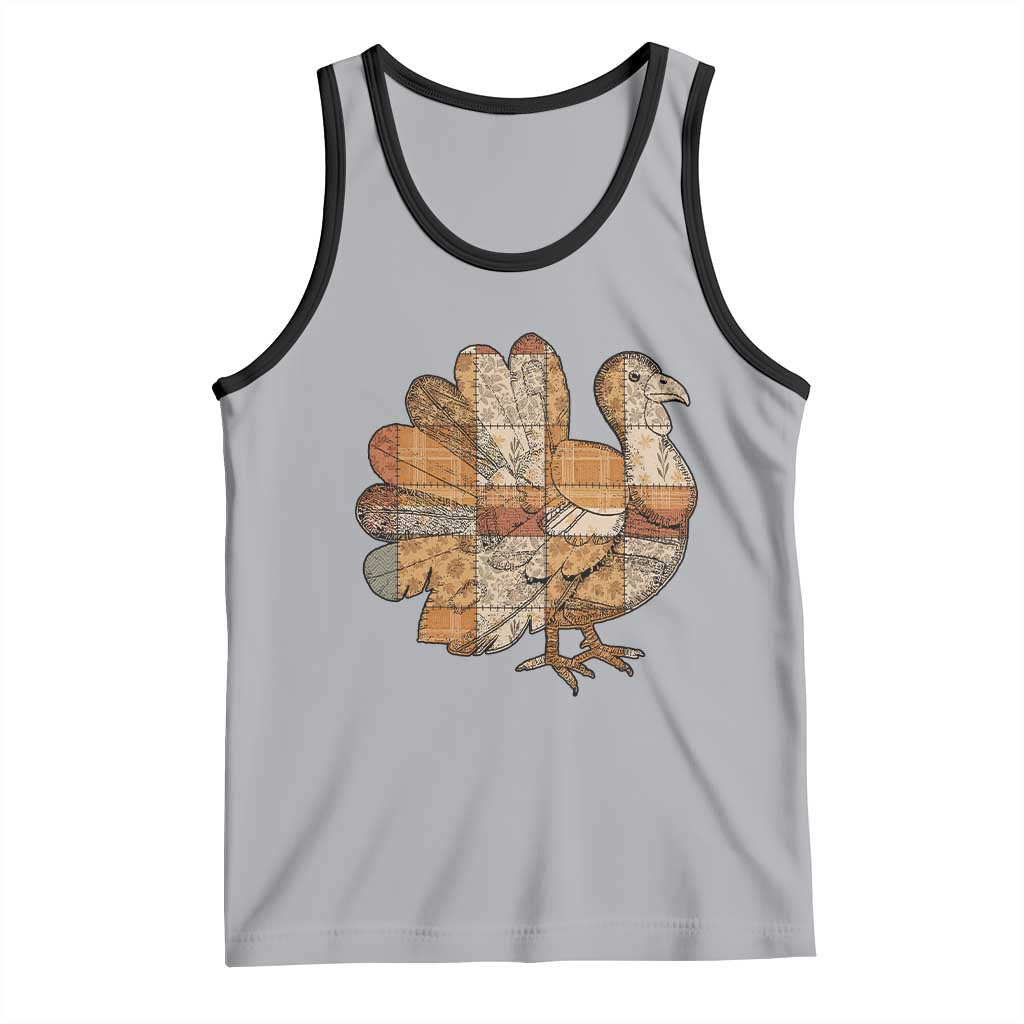 Thanksgiving Vintage Patchwork Gobble Turkey Tank Top TS11 Athletic Heather Black Print Your Wear