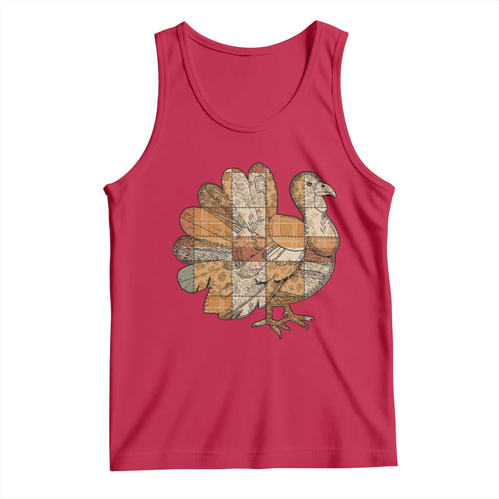 Thanksgiving Vintage Patchwork Gobble Turkey Tank Top TS11 Red Print Your Wear