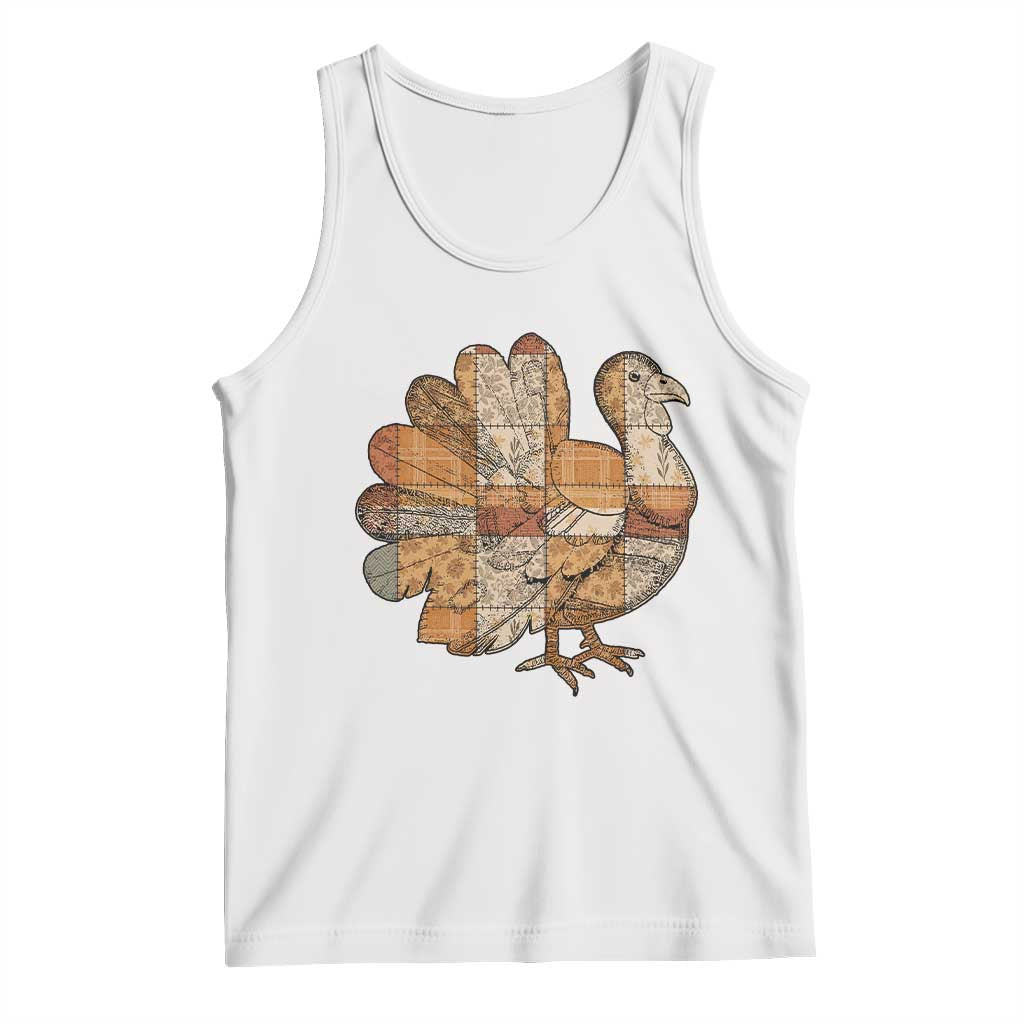 Thanksgiving Vintage Patchwork Gobble Turkey Tank Top TS11 White Print Your Wear